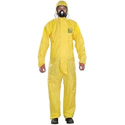 Ropa De Trabajo Seguridad Industrial Ansell AlphaTec 2300 Model 132, Mono de Trabajo Desechable, Protección Quimica Tipo 3/4/5, Traje Integral y Impermeable, Seguridad Industrial, Hombre Mujer, Amarillo, Talla S (1 Unidad)