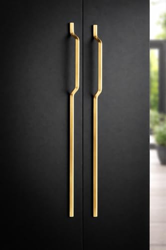 Image of Fancy 24 Inches Brushed Gold Finish Long Stainless Steel Cabinet Wardrobe Door Handles, Pull Handles for Wardrobe & Kitchen, Long Drawer Handles for Furniture (Pack of 3)