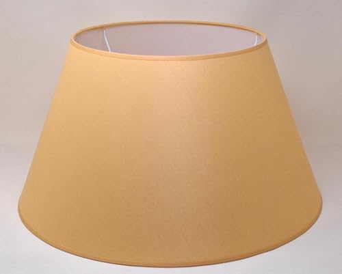 50 cm Cône Abat-jour, Tissu en Coton avec dos en PVC blanc, Produit fait main, pour Lampe de table, Lampadaire (Ocre)