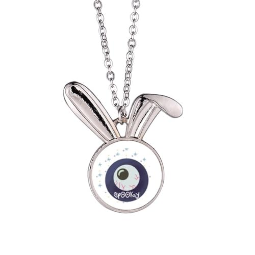 Collier lapin Halloween et son pendentif rond pour soirée déguisée d'octobre