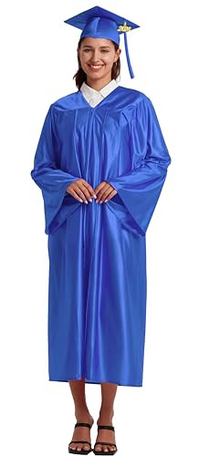 Grad HAGO Unisex Shiny Graduation Cap and Gown Tassel Set 2025 2026 for High School and Bachelor
