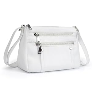 befen Genuine Leather Small Crossbody Bags Purses for Women Pocketbooks Shoulder Bag Satchel Purse with Multi Zipper Pockets