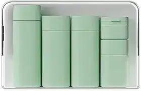 Kit Viagem Premium para Cosméticos: Frascos Silicone Anti‑Vazamento com Necessaire Organizador (Verde)