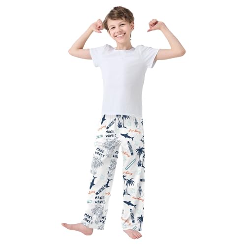 Aloha Surfing Boys Long Pants Soft Trousers Elastic Waist Kids Lounge Bottoms with Pockets S-XL2