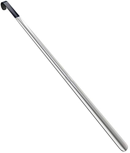 HOUNDSBAY 31.5" Extra Long Handled Metal Shoe Horn with Comfort Grip (Black)