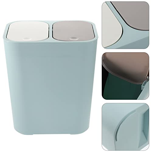 Image of PATKAW Dual Compartment Trash Can with Lid Recycling Recycle Bin Classified Garbage Container Wastebasket for Kitchen Bathroom Under Sink Desk Blue, Sky-blue, 33X28.7X20.7CM, 38048TY16M