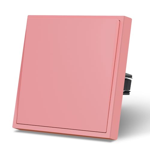 MVAVA Lichtschalter Unterputz, Standard Lichtschalter 1 Fach 1 Weg, Kunststoffe Wandschalter 80mm x 80mm, Rosa