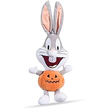 Looney Tunes Bugs Bunny Halloween Big Head Pumpkin Plush Dog Toy | Medium Squeaky Dog Chew Toy, 9 Inch, FF16973