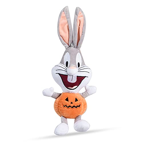 Looney Tunes Bugs Bunny Halloween Big Head Pumpkin Plush Dog Toy | Medium Squeaky Dog Chew Toy, 9 Inch, (FF16973)