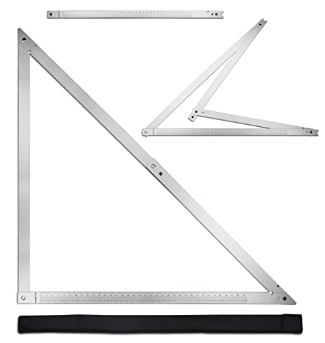 48 Aluminum Combination Square Carpenter Tools | Adjustable 45° & 90° Angles for Framing/Roofing/Staircases | Professional Woodworking & Construction Triangle Ruler Tool