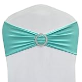 Maiangel Spandex Chair Sashes Bands 50PCS Stretch Chair Ties Bows with Buckle Slider for Wedding Party Banquet Decoration (Teal)…