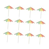 QUMIIRITY 100個 トロピカル 傘 飲料用ケーキトッパー 食品用ピック フルーツやデザート装飾 パーティーや夏のハワイアンカップケーキ飾り