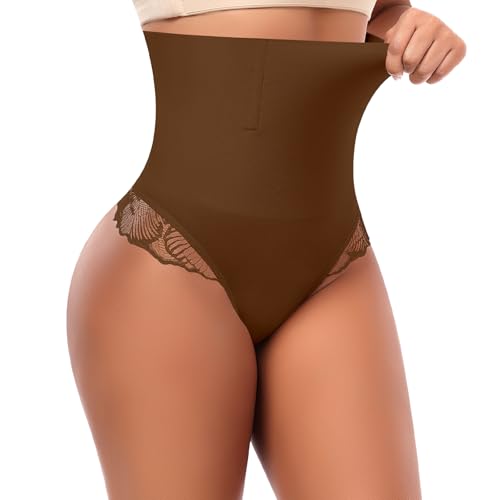 Image of Werena Tummy Control Thong Shapewear for Women High Waisted Body Shaper Panties Shaping Thong Girdle Underwear