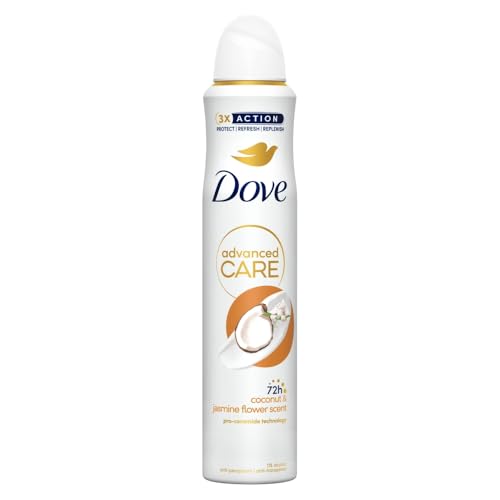 Dove Advanced Care Coconut & Jasmine Flower Scent Womens Antiperspirant Deodorant Body Spray with Pro-Ceramide technology for 72 hours of protection 200 ml