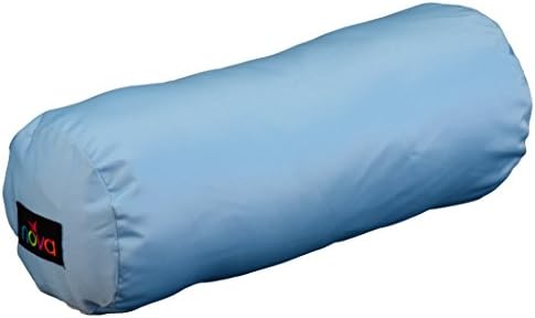 NOVA Round Roll Pillow for Neck, Back & Under Leg, Travel Cervical Bolster Pillow, Sky Blue Satin Cover is Removable & Washable