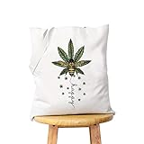 WCGXKO Cannabis Weed 420 Bees Gift Bee Happy cotton Save the bees Tote bag Bee Gift Bumble Bee Bag (HAPPY bee tote)