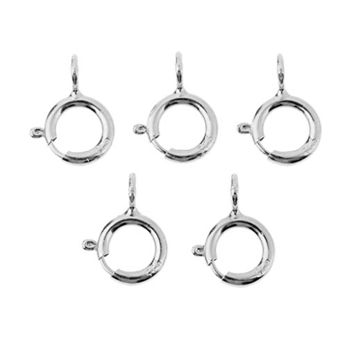 Easnea Lot de 5 fermoirs à ressort ronds en argent sterling 925 - Platine, 5 mm Cover