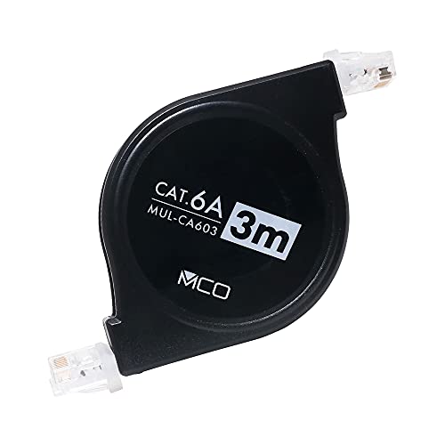 Cable LAN Retráctil Miyoshi 3 m Cat6a RJ45 Negro miniatura 1