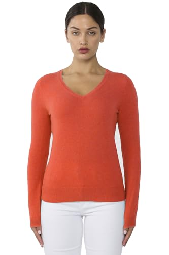 Image of JENNIE LIU Women's 100% Pure Cashmere Long Sleeve Pullover V Neck Sweater
