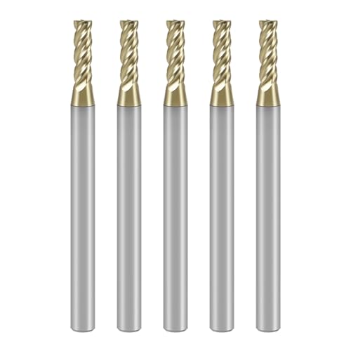 Image of 1 /16 inch Carbide Square End Mill with ZrN Coating 4 Flute Unequal Helix Design Mill Bits Sets for Roughing and Finishing (5PCS)
