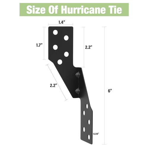 Nrspp Hurricane Straps Brackets 100 Pcs,Hurricane Tie with Black Powder-Coated,Hurricane Straps Trusses/Rafters Ties