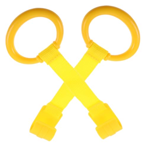 KOMBIUDA 2 Piezas Lengüeta para tirar de pie para pequeños walker andadera para bebe cunas de bebe tripe asiento ayuda anillo colgante de cuna anillos de tiro de pie Cinta Yellow