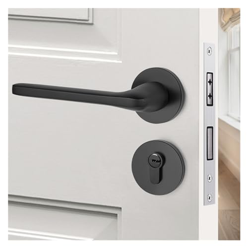 Cerradura de puerta de aluminio espacial negra con imán para madera interior 3