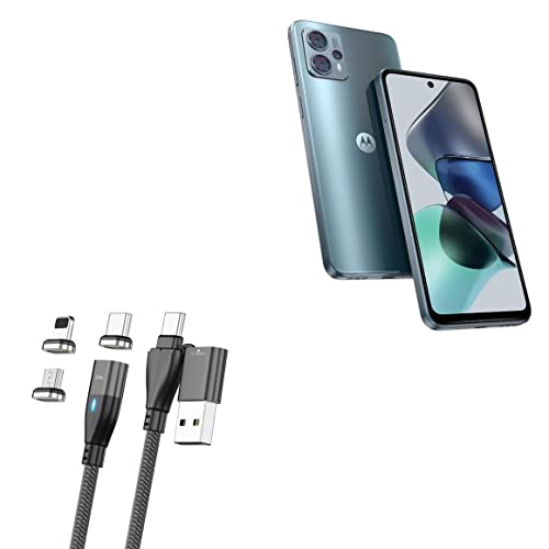 BoxWave Cable Compatible with Motorola Moto G23 - MagnetoSnap PD AllCharge Cable (100W), Magnet PD 100W Charging Cable USB Type-C Micro USB for Motorola Moto G23 - Jet Black