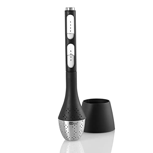 Adhoc Santea Floating Tea Egg With Magnetic Hourglass - Reusable Infuser For Loose Leaf Tea - Sand Hourglass Tea Timer For Brewing - Filter With Long Stem For Easy Removal - Black/Silver, Medium #TOP18