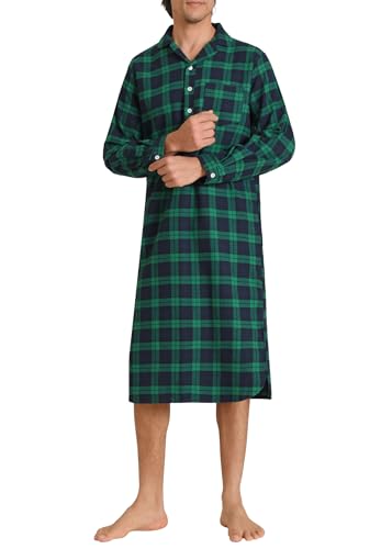 Latuza Men's Cotton Flannel Nightshirts Long Sleeve Night Gown