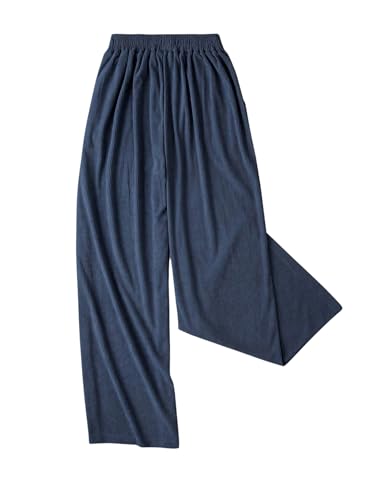 SOLY HUX Women's Wide Leg Corduroy Pants Elastic Waist Baggy Long Pants Trousers with Pockets2