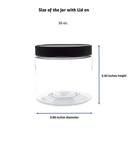 Clear Plastic Jars 16 ounce with Black Lids (4-Pack) Refillable Empty Storage Containers with Lids for Cream, Lotions, Beauty Products, Kitchen, Arts Crafts Supplies2