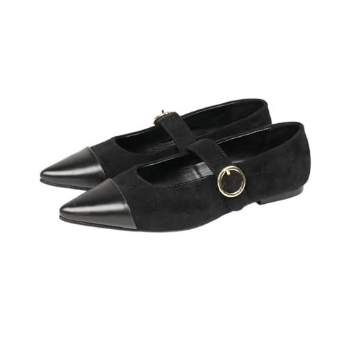 Image of Theater Hepburn Casual Ballet Flats for Women in Suede | Stylish Mary Jane Ballerina with Bow Detail | Lightweight Comfortable Footwear with Cushioned Insole
