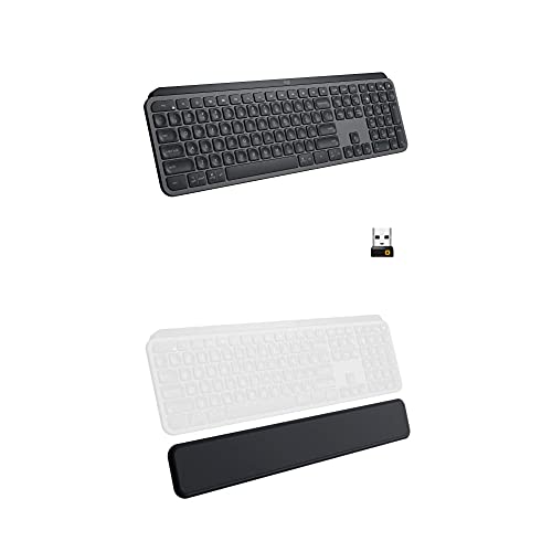 logitech mx keys advanced wireless illuminated keyboard - graphite bundle mx palm rest