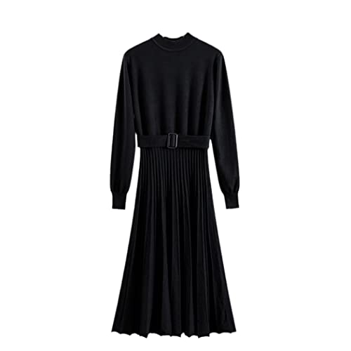 Robe longue plissée en tricot noire idéale pour vos fêtes de Noël