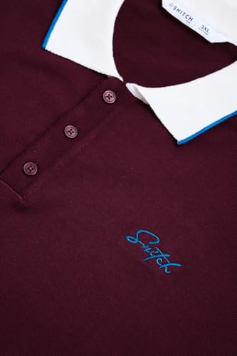 Image of SNITCH Men Polo Plus Size T-Shirt | Knitted Solid Polo with Contrast Tipped Collar & Logo Embroidery | 100% Cotton Breathable Lightweight Smart Casual Wear