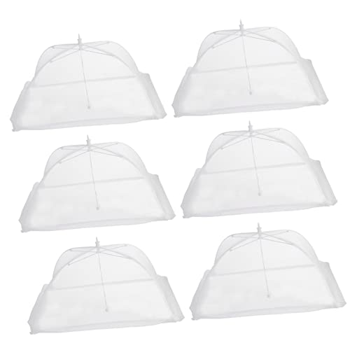 NAMOARLY 6pcs Mesh Food Cover Outdoor Tent Fresh Food Covers Food Tents Umbrella Protection Net Food Cover - Cover Picnic Net Cover Folding Food Cover Screen Outdoors Food Plate White