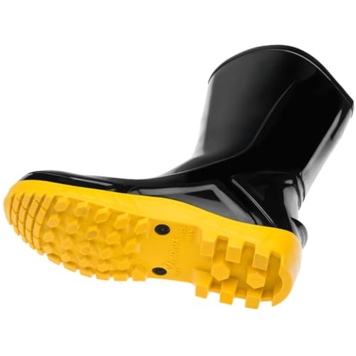 Bota Borracha Pvc Impermeável Preta Galocha Limpeza Açougue (Preto/Amarelo, BR, Adulto, Numérico, 46