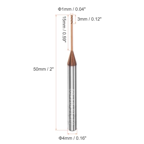 Image of HARFINGTON 2pcs Square Nose End Mill 4mm Shank 1mm x 15mm AlTiSin Coated Solid Carbide Long Reach Extended Neck 4 Flutes CNC Router Bit Milling Cutter for Stainless Steel Hardened Steel