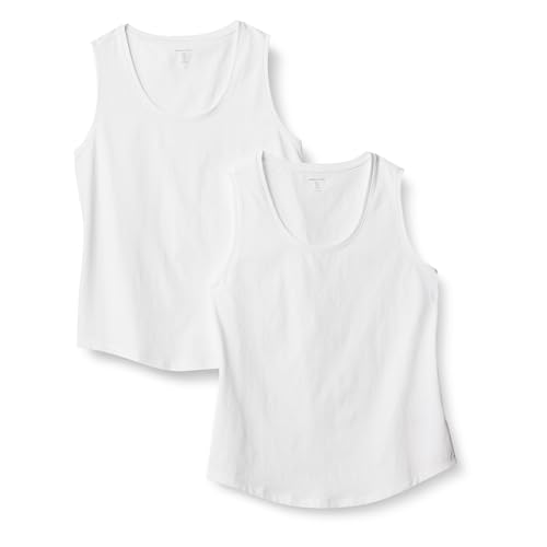 Amazon Essentials Women's Regular-Fit 100% Cotton Sleeveless Tank Top, Pack of 2