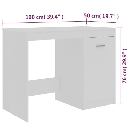 Bureau robuste avec espace de rangement intégré meuble bois blanc 100cm - 3