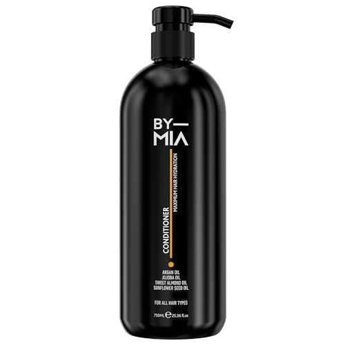 BY MIA Acondicionador para el cabello, 750 ml, máxima humedad del cabello, con aceite de argán, aceite de jojoba, aceite de almendras dulces, aceite de semillas de girasol, para todo tipo de cabello