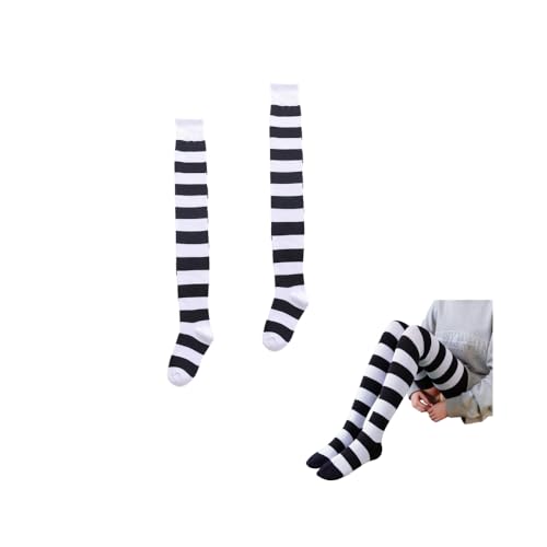 Image of Extra Long Striped Thigh High Socks Cute Soft Cotton Over the Knee Retro