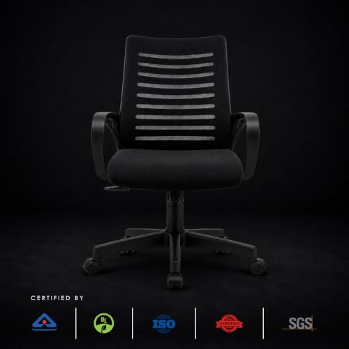 Image of Varaha Aroha BIS Certified Ergonomic Office Chair for Home & Office | Breathable Air Mesh Back Computer Desk Chair with Adjustable Support, Tilt Lock, Class 4 Gas Lift | Heavy Duty Nylon Base | Black