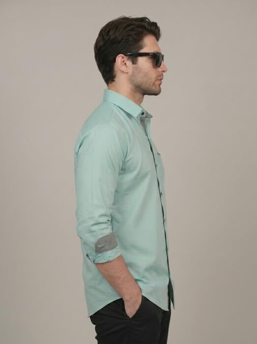 Image of Diverse Men's Cotton Blend Shirt with Pocket Design Spread Collar Full Sleeves Regular Fit and Standard Length | Comfortable Cotton Casual Shirt for Man