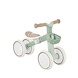 Globber Learning Bike – Laufrad ab 1 Jahr höhenverstellbar - Aufsitzrad & Lernrad - 7 Zoll Eva-Bereifung 4-rädrig - Laufrad für Kleinkinder - Salbei Grün