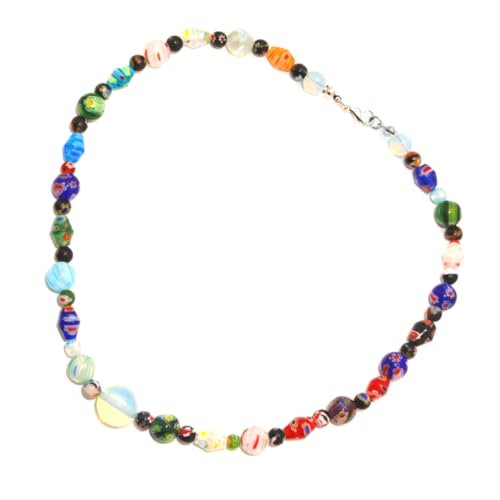 Collier de perle en verre avec pendentif opale DIY, parure bijoux fantaisie chic pour femme