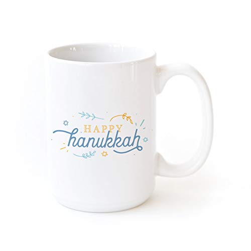 The Cotton & Canvas Co. Happy Hanukkah Porcelain Ceramic Holiday Coffee Mug