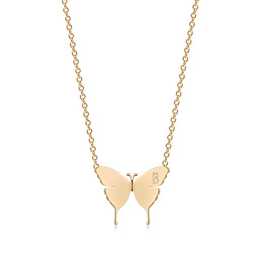MEVECCO Gold Dainty Initial Necklace 18K Gold Plated Butterfly Pendant Name Necklaces Delicate...