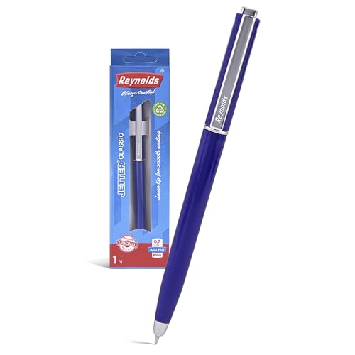 Image of Reynolds JETTER CLASSIC Ball Pen SET - 1 PEN BLUE | MULTI BODY COLOR BALL PEN WITH COMFORTABLE GRIP |BLUE BALL PENS FOR WRITING | PEN FOR PROFESSIONALS | 0.7 mm TIP SIZE